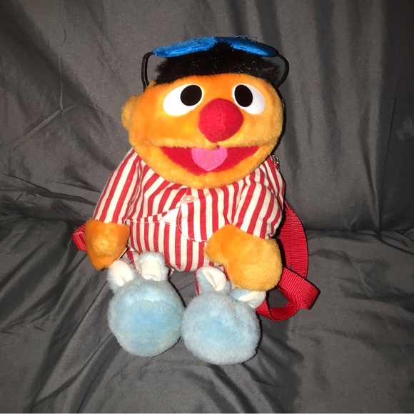 Sesame Street Ernie Toy Plush Talk And Snore Backpack Roma
